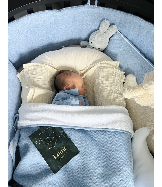 Poetree kids - Wiegdeken 80x100cm - Chevron denim blue