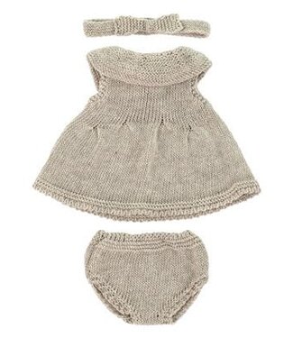 Miniland Miniland - poppen kledijset beige gebreid 32 cm