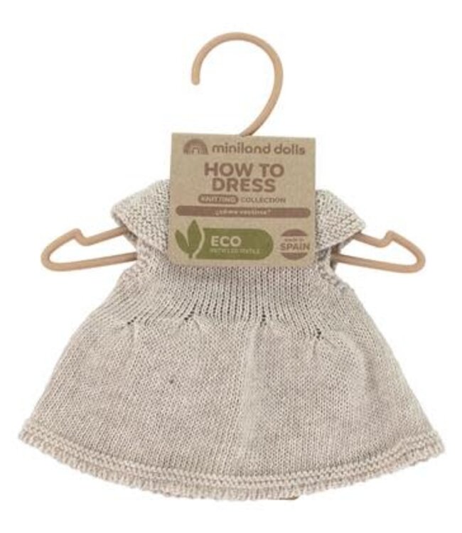 Miniland - poppen kledijset beige gebreid 32 cm