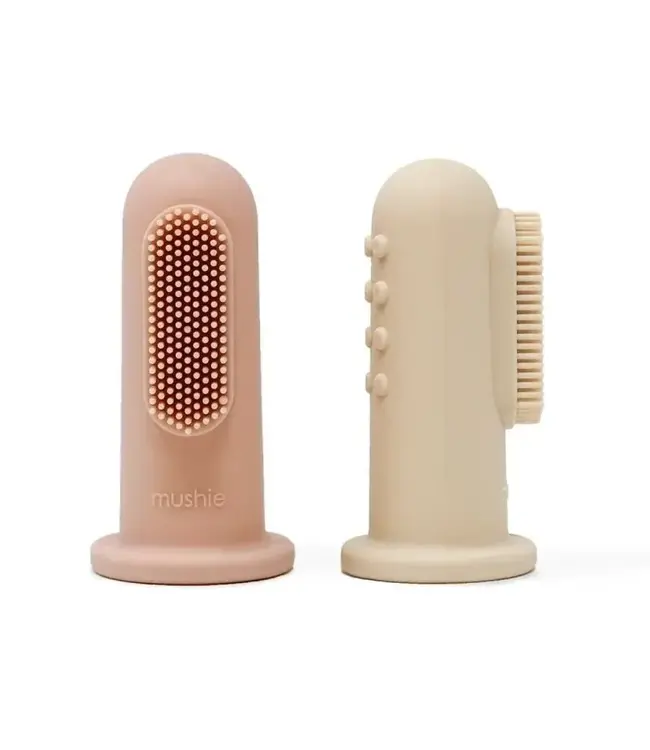 Mushie - Vinger tandenborstel - Blush+shifting sand