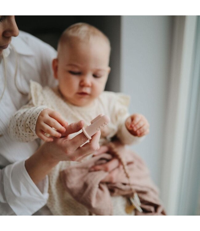 Mushie - Vinger tandenborstel - Blush+shifting sand