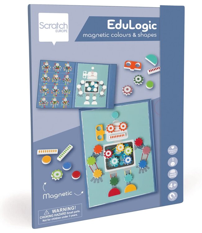 Scratch EduLogic Book: Colours&Shapes/ROBOT 18,2x25,6x1,3cm (gesloten), 51,5x25,6x1cm (open), magnetisch, 4+