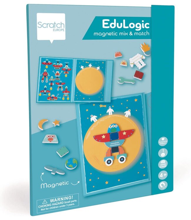 Scratch EduLogic Book: Mix&Match/RUIMTE AVONTUUR 18,2x25,6x1,3cm (gesloten), 51,5x25,6x1cm (open), magnetisch, 4+