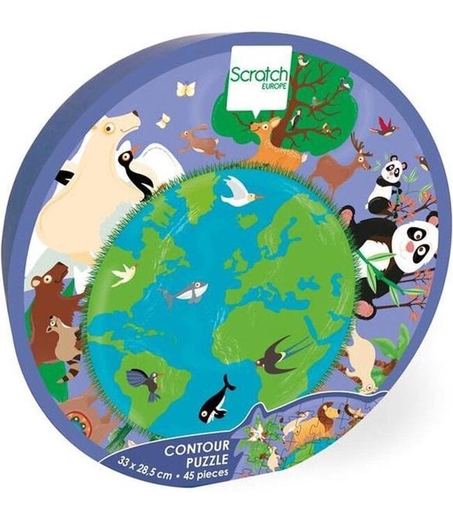 Scratch Compact Puzzel 45pcs: CONTOUR PUZZEL/WERELD