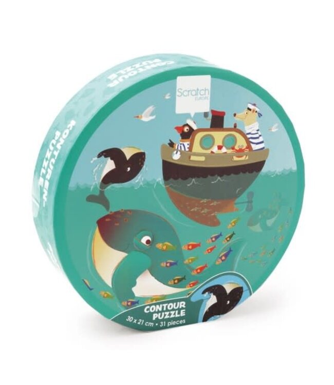 Scratch - Compact Puzzel 31Pcs: Contour Puzzel/Walvissen