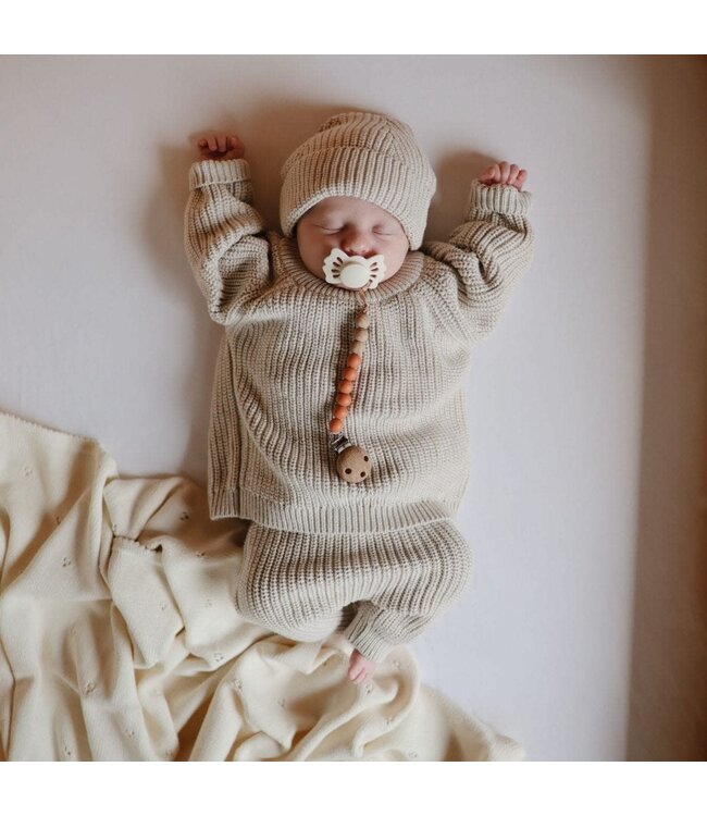 Mushie - chunky knit pants beige