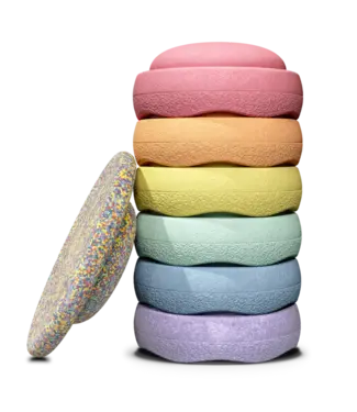 Stapelstein Stapelsteinen - rainbow set pastel 6 + 1 balance board