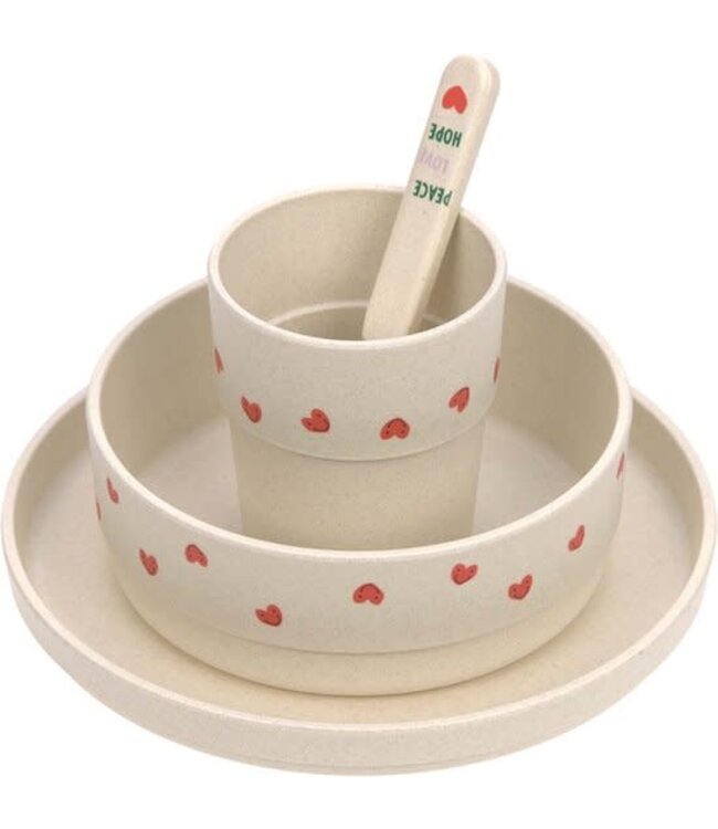 Lassig Lassig - Dish Set PP/Cellulose Happy Rascals Heart lavender