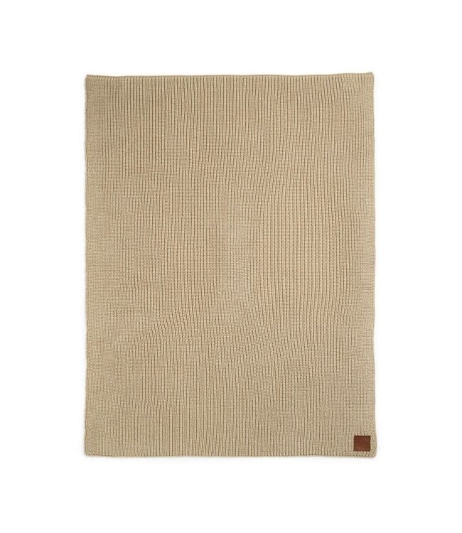 Elodie - Wool knitted blanket  Pure Khaki (75x100cm)