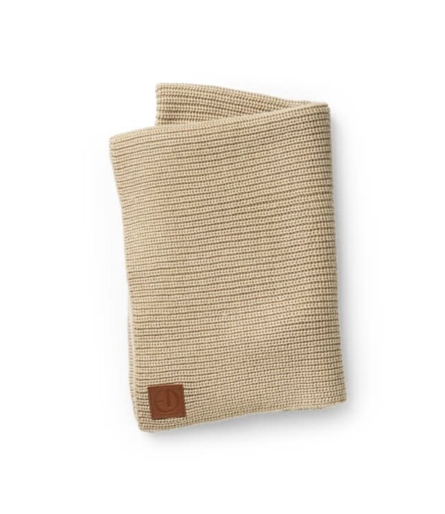 Elodie - Wool knitted blanket  Pure Khaki (75x100cm)