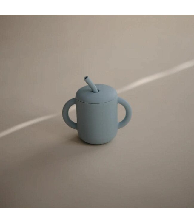 Mushie - Siliconen rietjesbeker -  Powder Blue