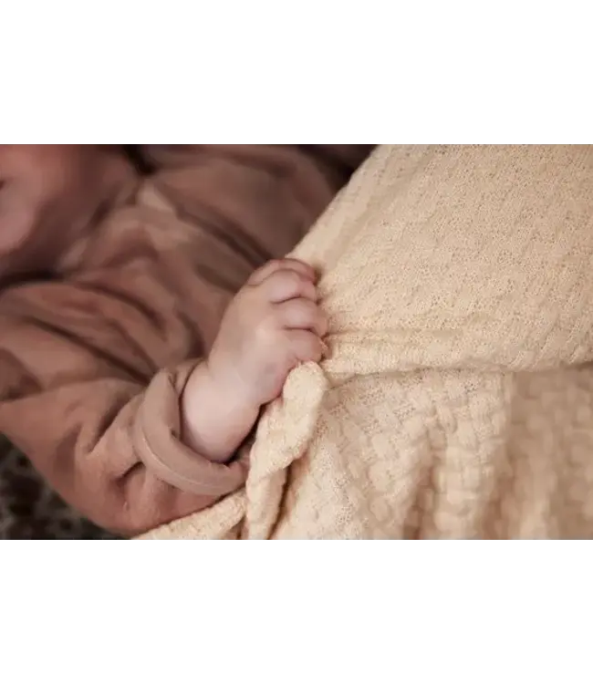 Jollein - Deken Ledikant 100x150cm Weave Knit Merino wool Oatmeal