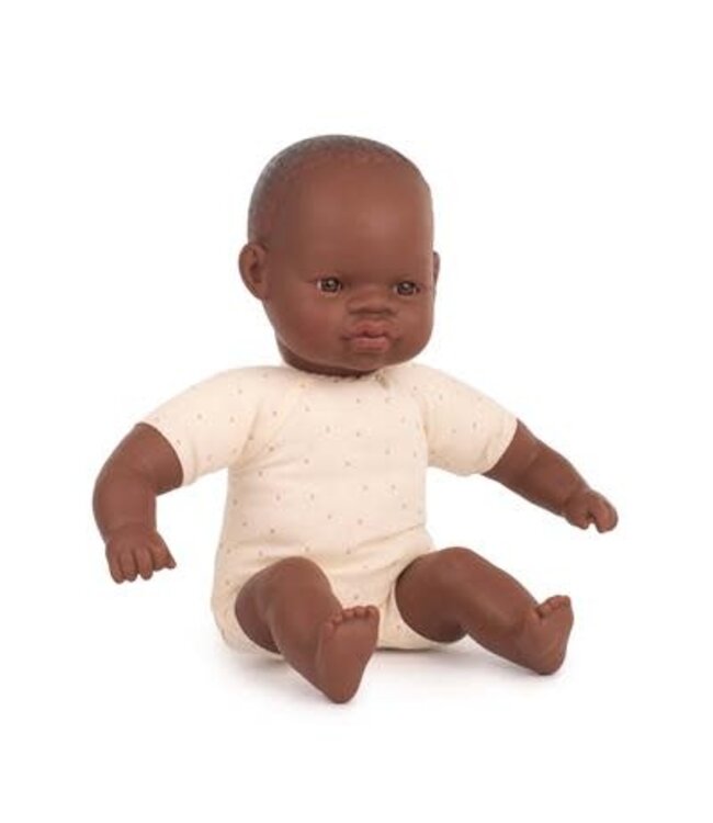Miniland  - Pop met stoffen lijfje Afrikaans  meisje/jongen 32cm