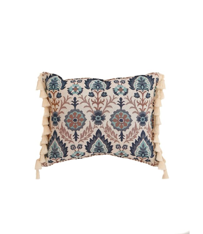 Moi Mili - Blue iris in Istanbul cushion with fringe