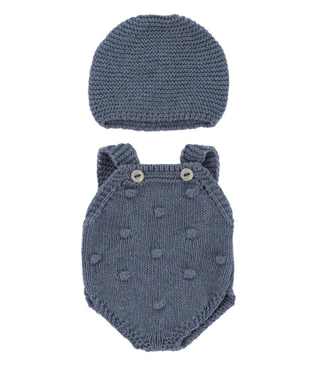 ML Poppen - KLEDIJ SET GEBREID grijsblauw 32cm