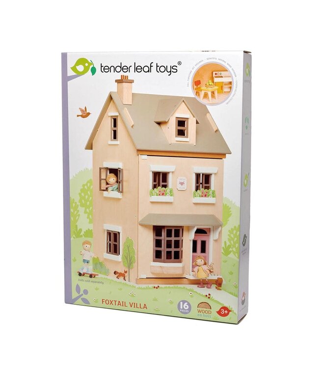 Tender Leaf Poppenhuis - VILLA 'FOXTAIL' 44x37,5x71cm, villa met een set meubels (popjes apart verkrijgbaar)