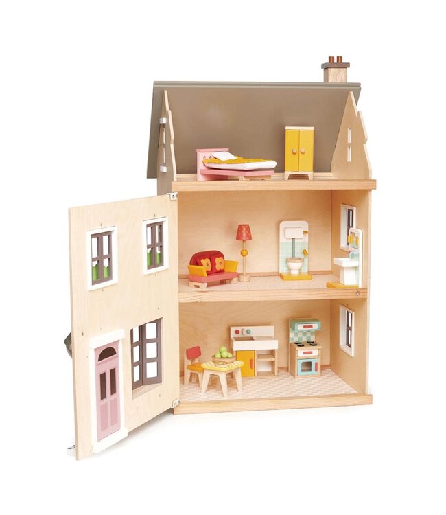 Tender Leaf Poppenhuis - VILLA 'FOXTAIL' 44x37,5x71cm, villa met een set meubels (popjes apart verkrijgbaar)