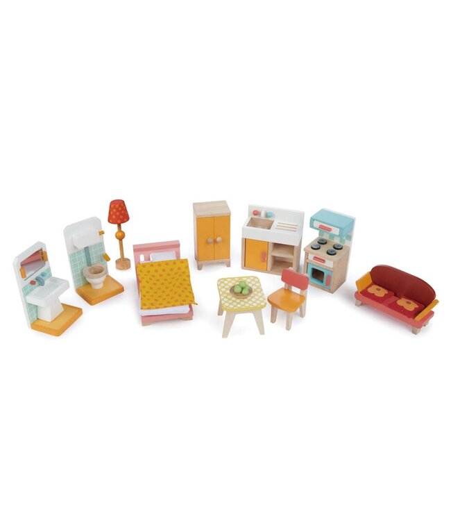 Tender Leaf Poppenhuis - VILLA 'FOXTAIL' 44x37,5x71cm, villa met een set meubels (popjes apart verkrijgbaar)