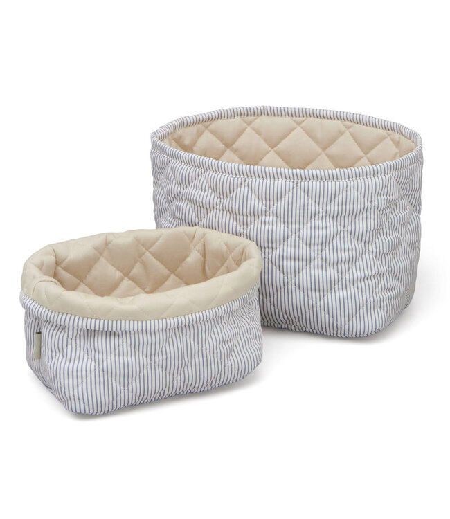 Cam Cam Copenhagen - Quilted storage basket - set of 2  Classic stripes blue/praline