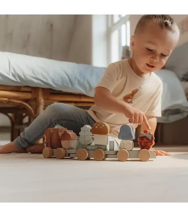 Little Dutch -  Blokkentrein eekhoorn - Forest Friends