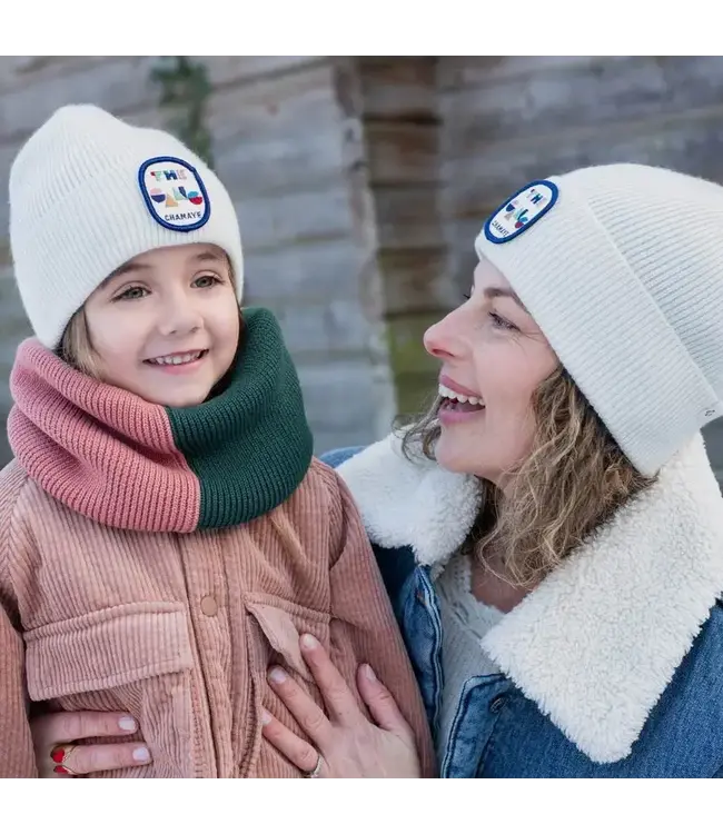 Chamaye - Snood tricolore rose /vert