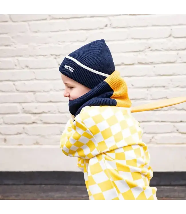 Chamaye - Snood tricolore marine/mustard