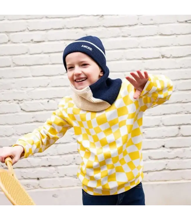 Chamaye - Snood tricolore marine/mustard