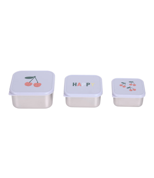Lassig - Snackbox Stainless Steel 3 pcs Happy Fruits CHERRY