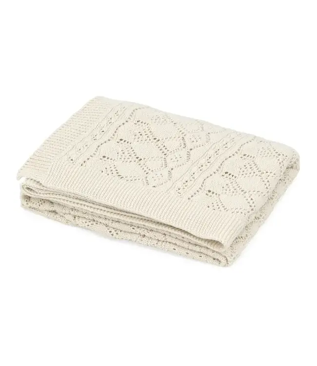 Cam Cam Copenhagen- Pointelle baby knit throw off white