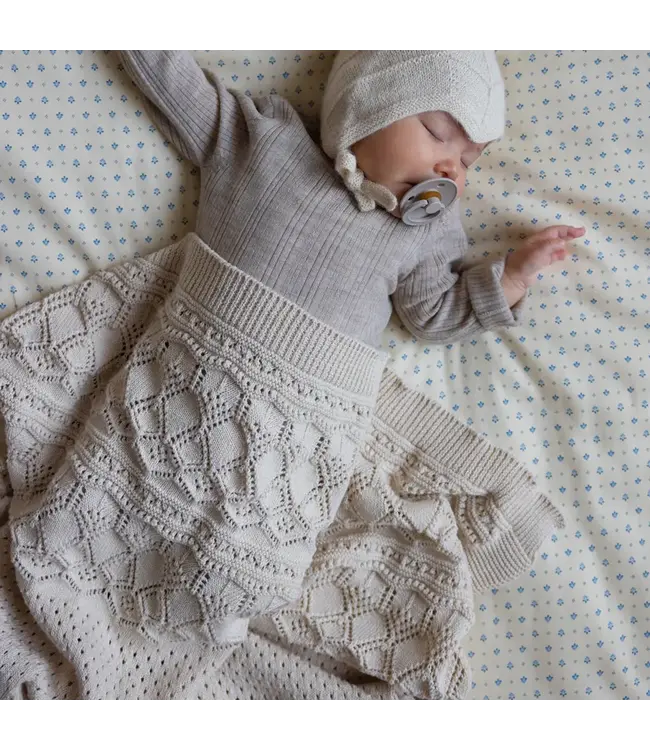 Cam Cam Copenhagen- Pointelle baby knit throw off white