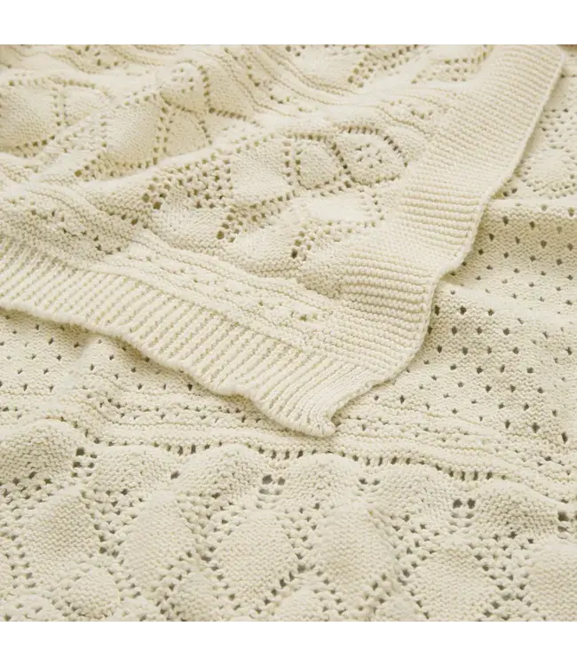 Cam Cam Copenhagen- Pointelle baby knit throw off white