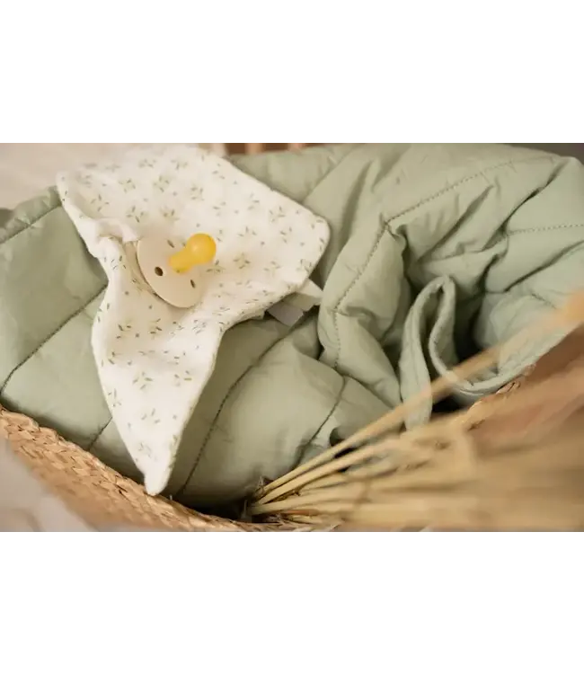 Little Dutch - Ledikantdeken blueberry Leaves Sage 110X140