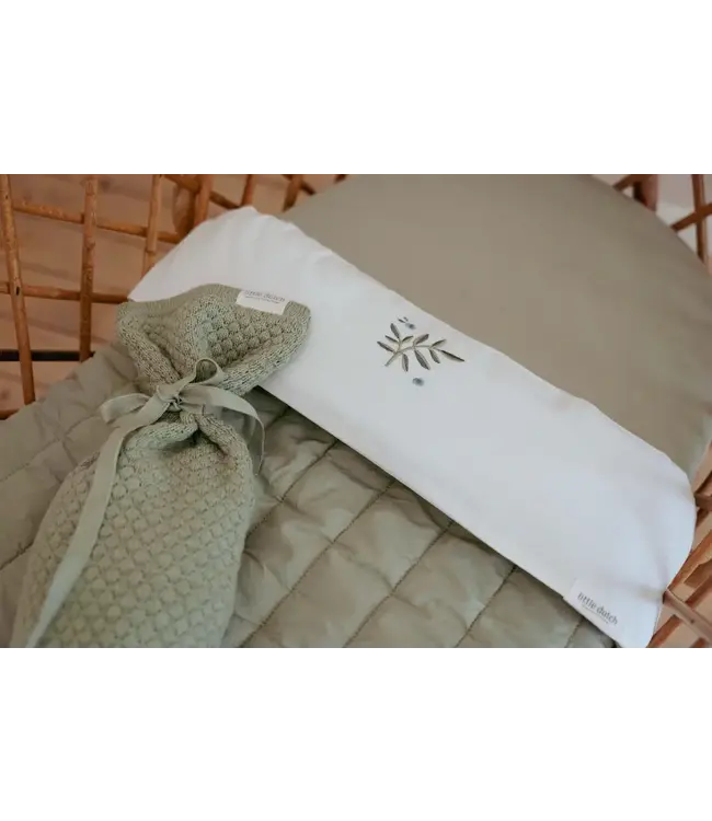 Little Dutch - Ledikantdeken blueberry Leaves Sage 110X140