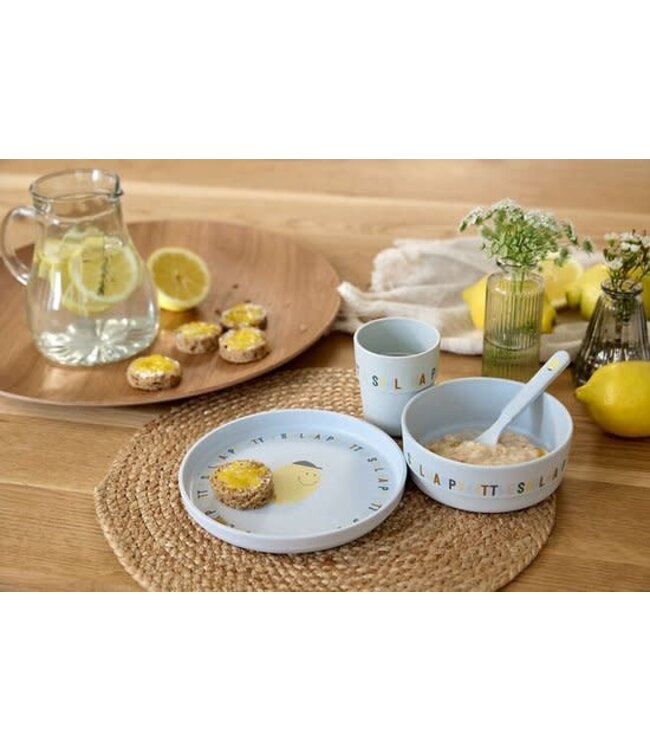 Lassig - Dish Set PP/Cellulose Happy fruits Lemon, (Plate, Bowl, Mug, Spoon)