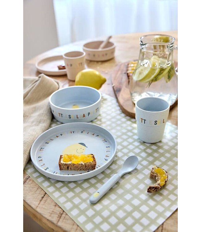 Lassig - Dish Set PP/Cellulose Happy fruits Lemon, (Plate, Bowl, Mug, Spoon)