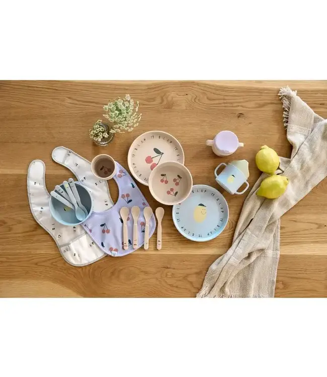 Lassig - Dish Set PP/Cellulose Happy fruits Cherry, (Plate, Bowl, Mug, Spoon)