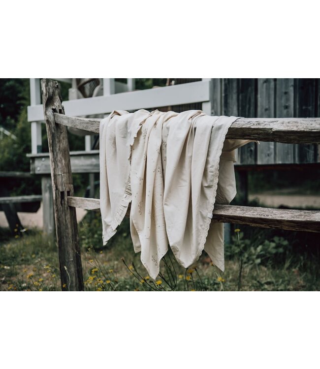 Koeka -  Ledikantlaken en hoeslaken set ruffle Faro Warm white