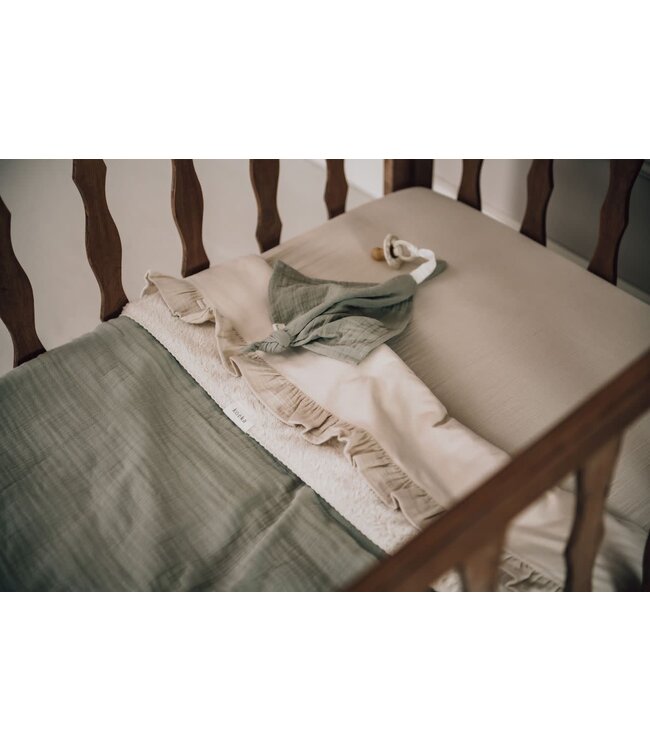 Koeka -  Ledikantlaken en hoeslaken set ruffle Faro Warm white