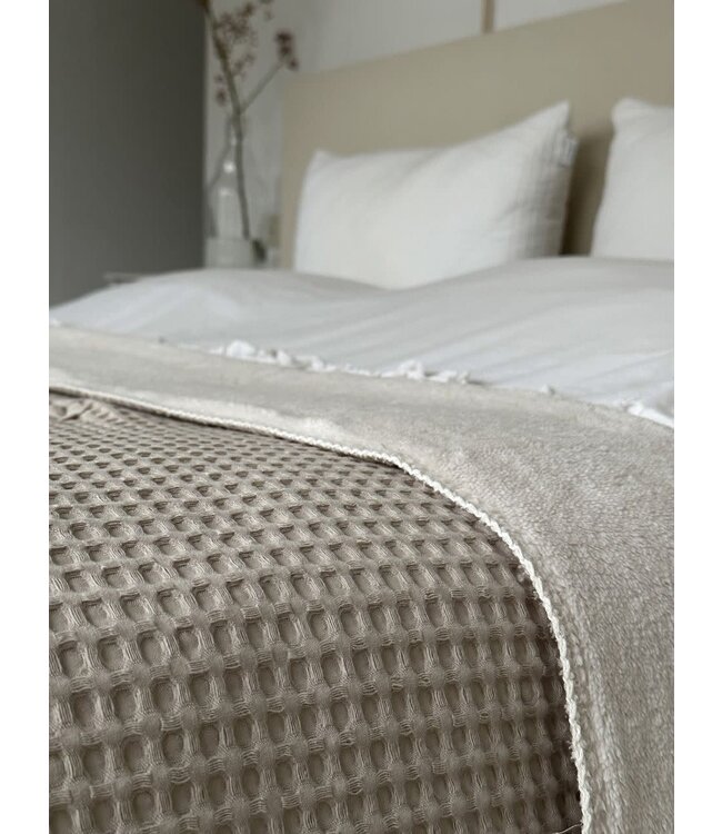 Koeka - Eenpersoonsdeken Wafel teddy Oslo Sand