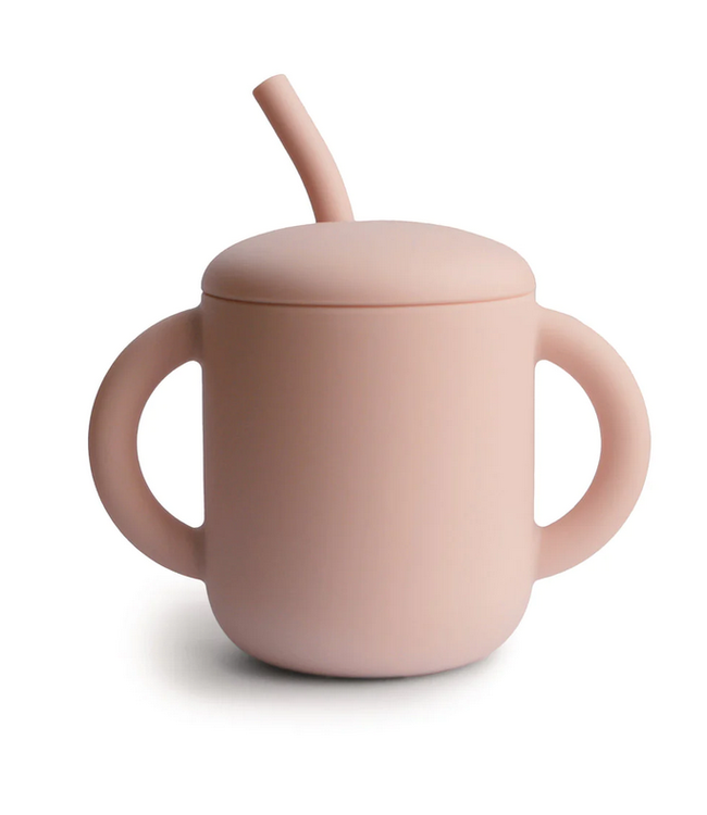 Mushie - Siliconen rietjesbeker - Blush
