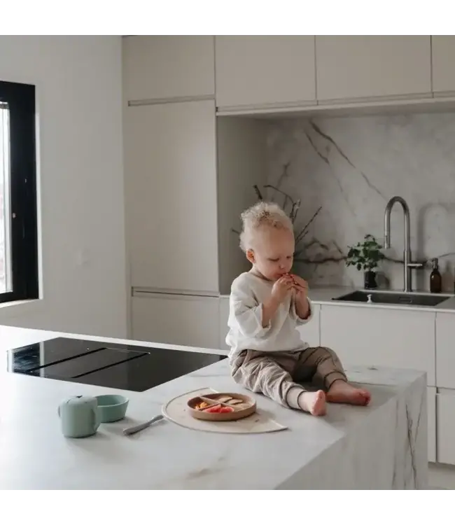 Mushie - Siliconen vakjesbord met zuignap - Natural