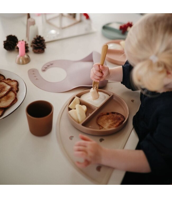 Mushie - Siliconen vakjesbord met zuignap - Natural