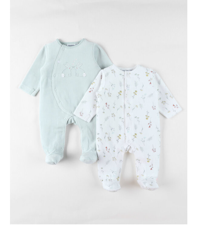 Noukies Noukies - Set van 2 Pyjama's Fluweel Pretty flowers