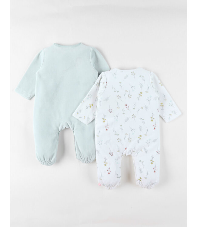 Noukies - Set van 2 Pyjama's Fluweel Pretty flowers
