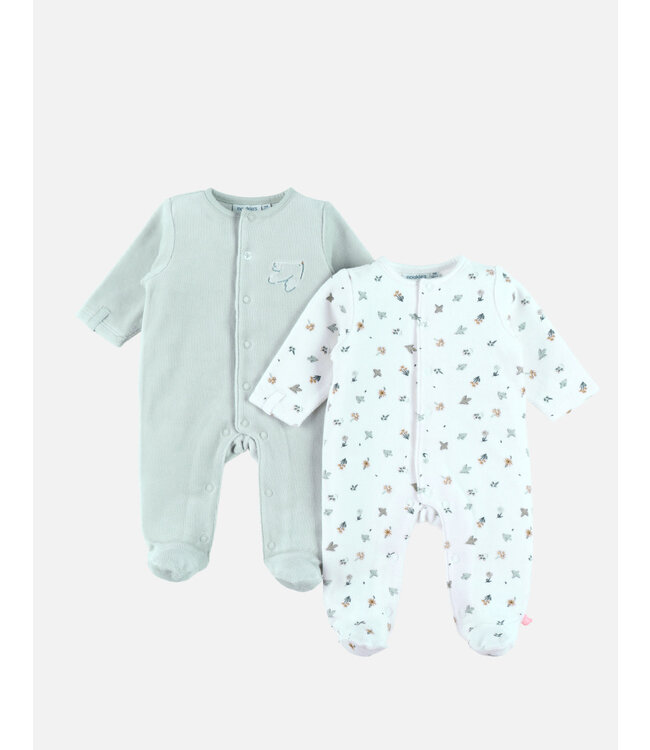 Noukies - Set van 2 Pyjamas Fluweel Lovely bird