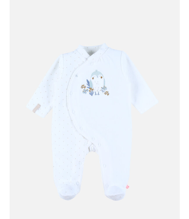 Noukies - Pyjama Fluweel off white Lovely bird