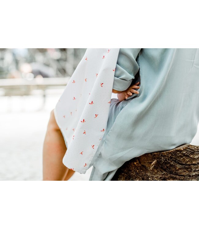 Owego -  Nursing Cocoon "Origami Birds CORAL"