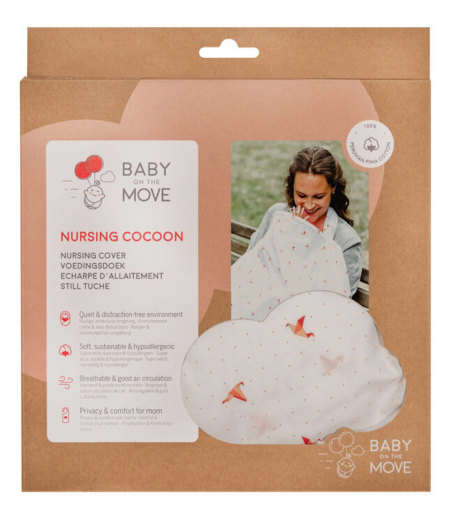 Owego -  Nursing Cocoon "Origami Birds CORAL"
