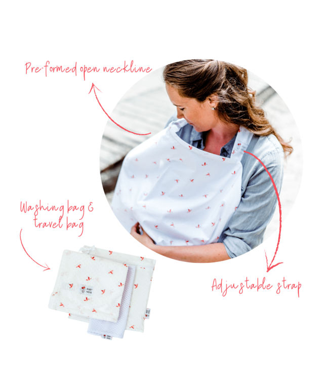 Owego -  Nursing Cocoon "Origami Birds CORAL"