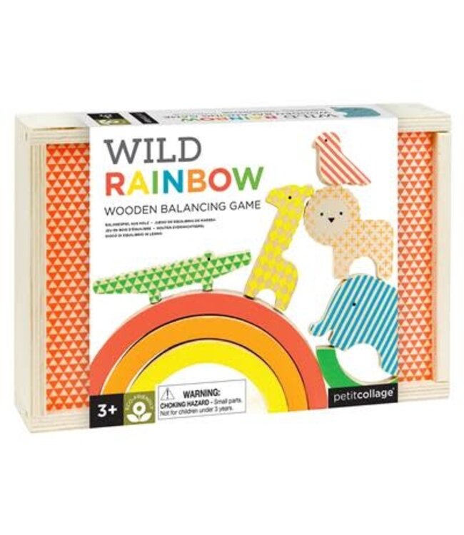 Petit Collage - Houten Box Spel - Stapeltoren Regenboog